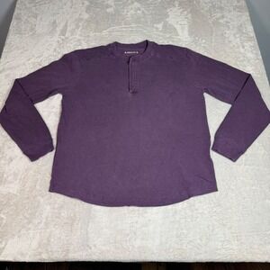 NWOT American Giant Mens M Broken-In Premium Slub Long Sleeve Henley Purple